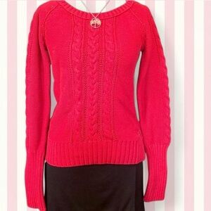 American Eagle Outfitters Red Cable Knit Sweater